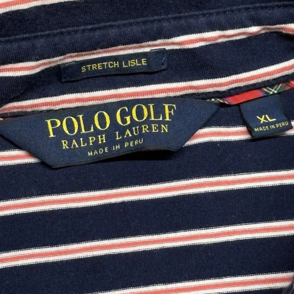 Polo Golf Shirt Ralph Lauren Stretch Lisle Mens XL Striped Pony Logo Performance